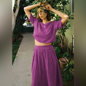 Fawn Stripe Skirt + Noa Crop Tee matching set